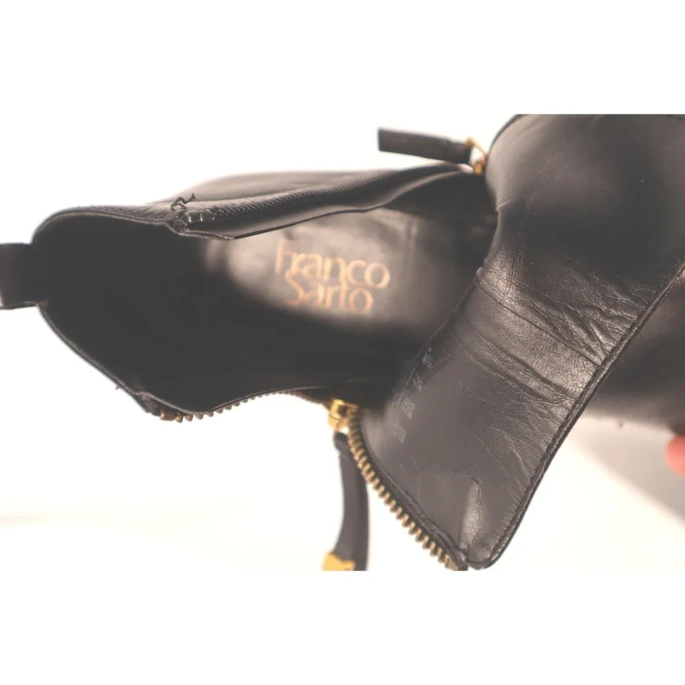 Franco Sarto Women's Diana Black Leather Ankle Boots-Size 9.5M‎